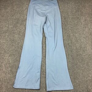 Danskin Womens Light Blue Crossover Flared Yoga Pants Side Slit Size Medium
